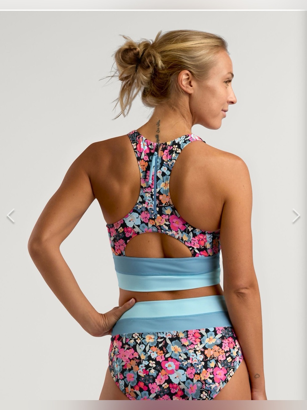 NWT Title Nine Nani Cut Back Bikini Top Floral Odyssey Print Medium - Picture 2 of 7